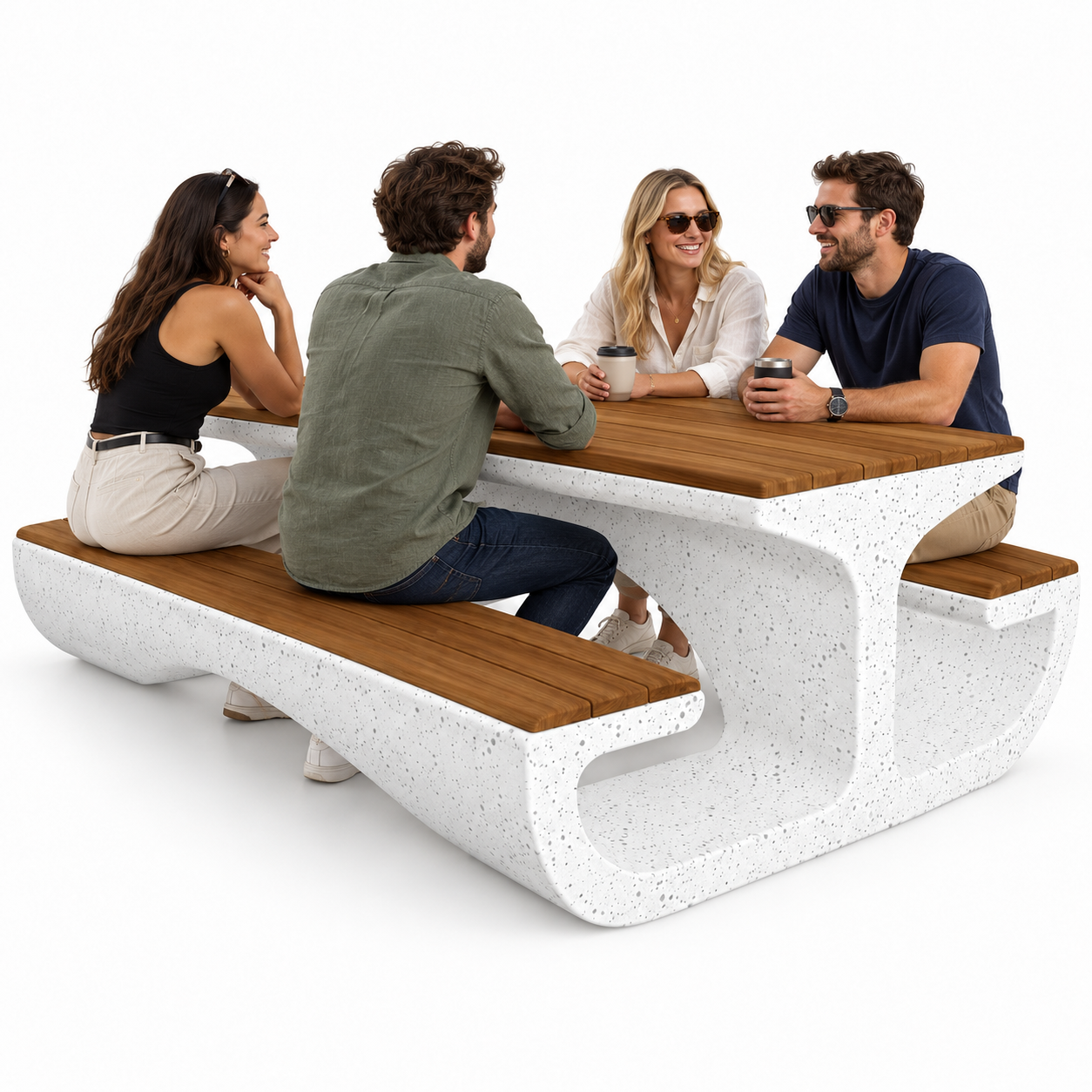 ENT-1300 Ahşap Oturaklı Beton Piknik Masası