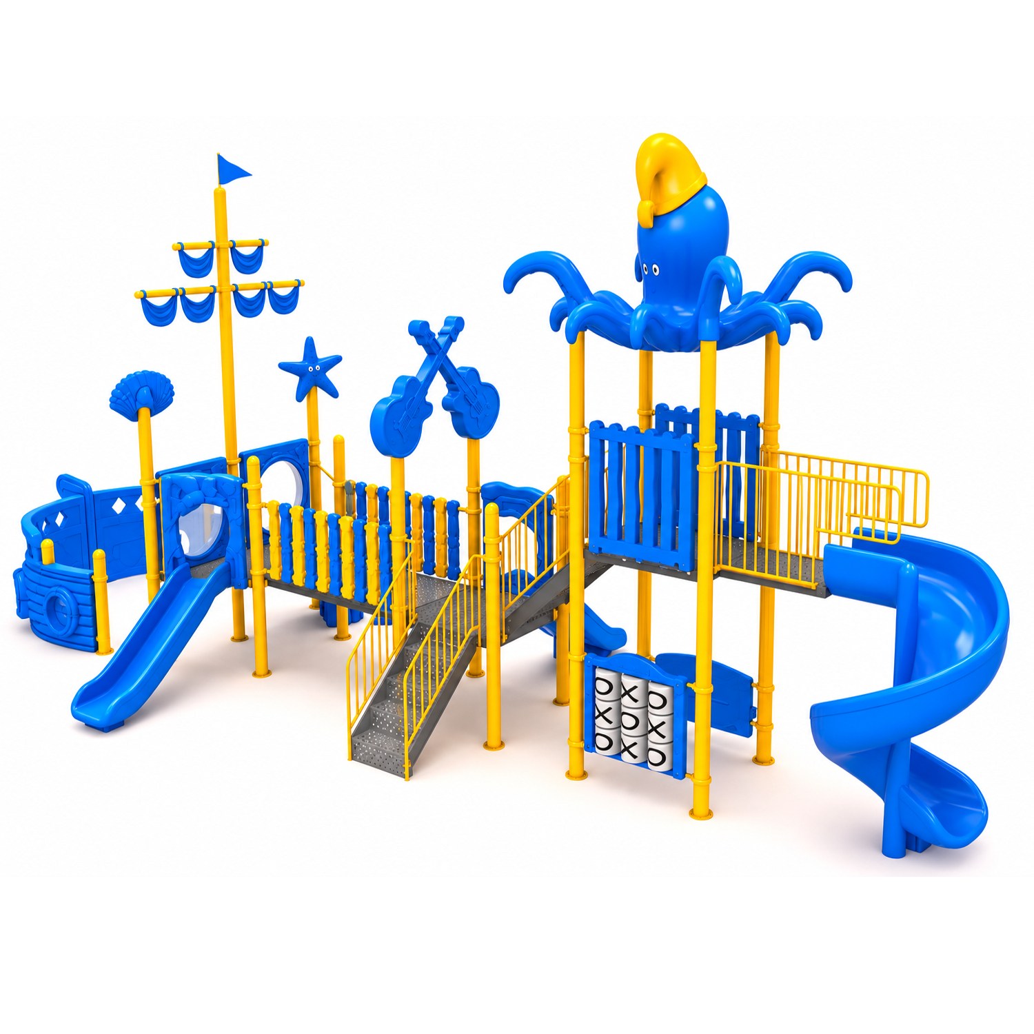 Gemi Temalı Çocuk Parkı 12x5m, Ahtapot Çatılı Model