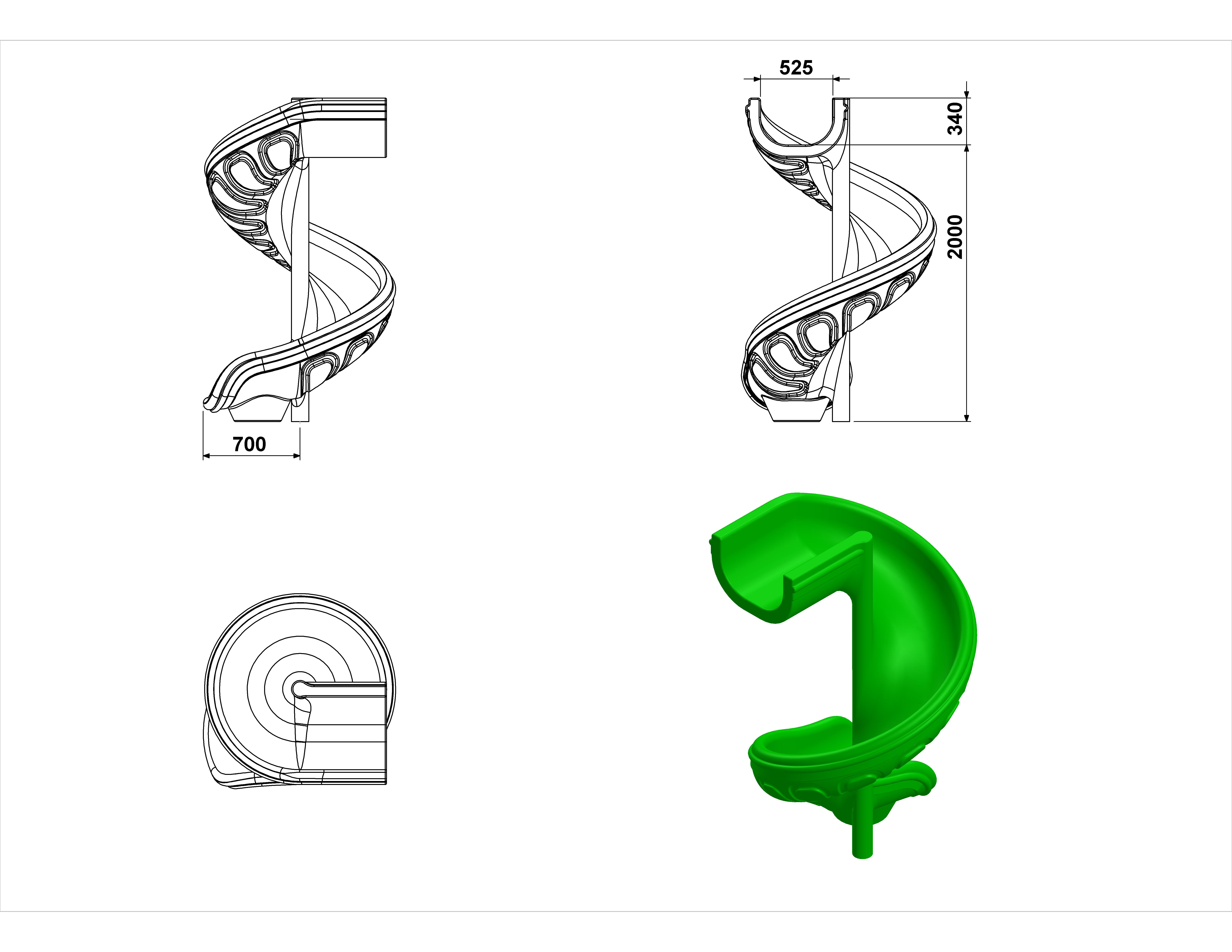 Helezon Kaydırak H200 – 2 Metre Spiral Çocuk Parkı Kaydırağı