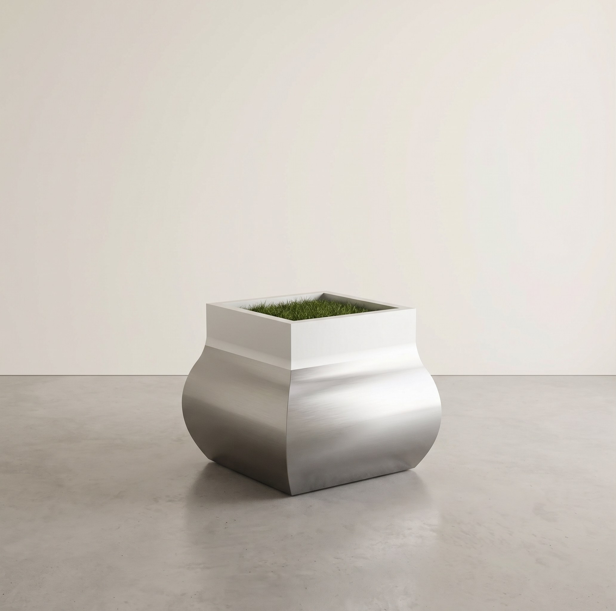 İç ve Dış Mekan Dekoratif Paslanmaz Metal Saksı 50x50x40 cm – 70 L
