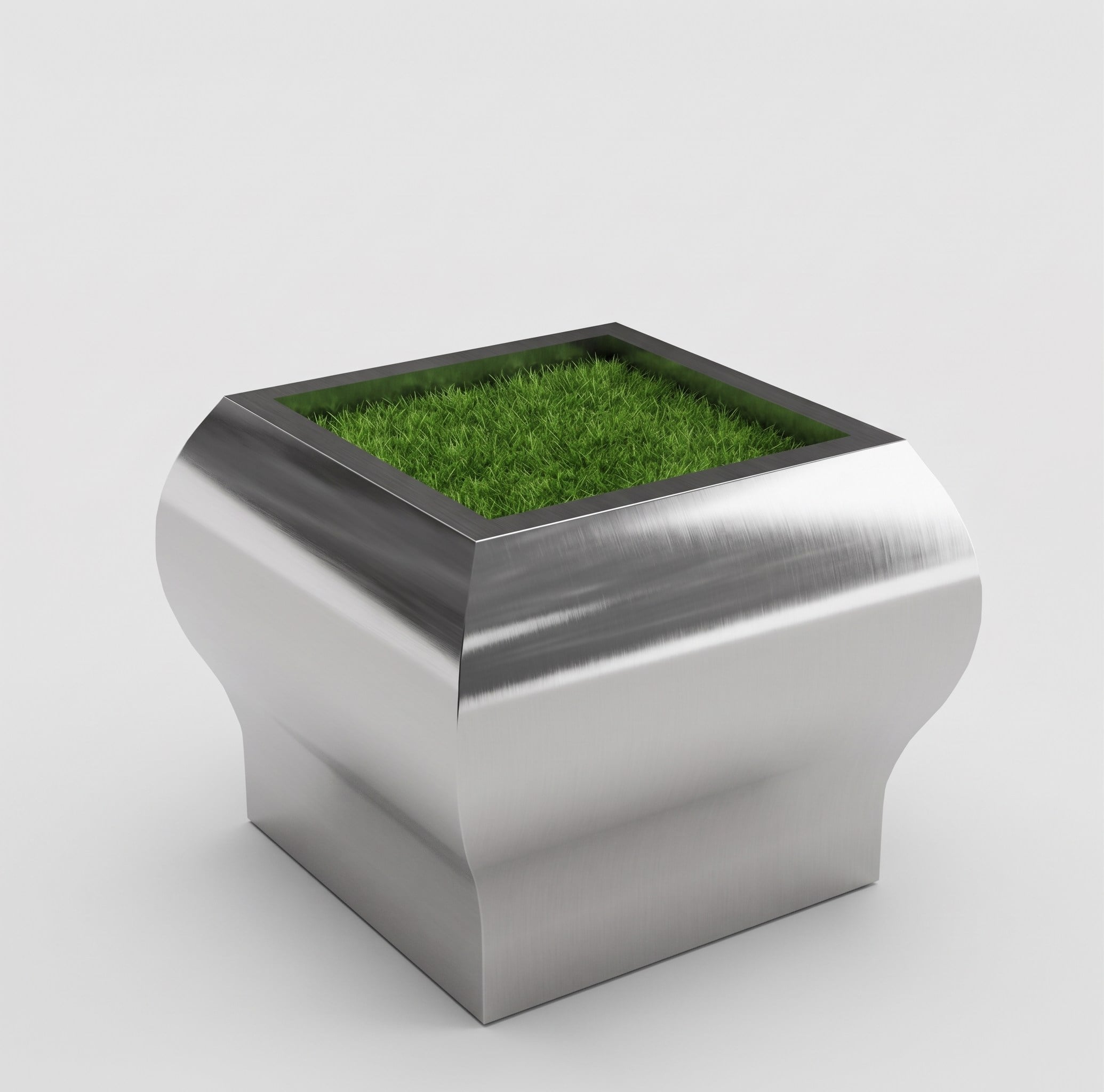 İç ve Dış Mekan Dekoratif Paslanmaz Metal Saksı 50x50x40 cm – 70 Litre