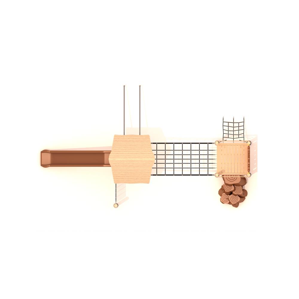 Ahşap Çocuk Oyun Parkı 6x4m, Halat Köprülü Model