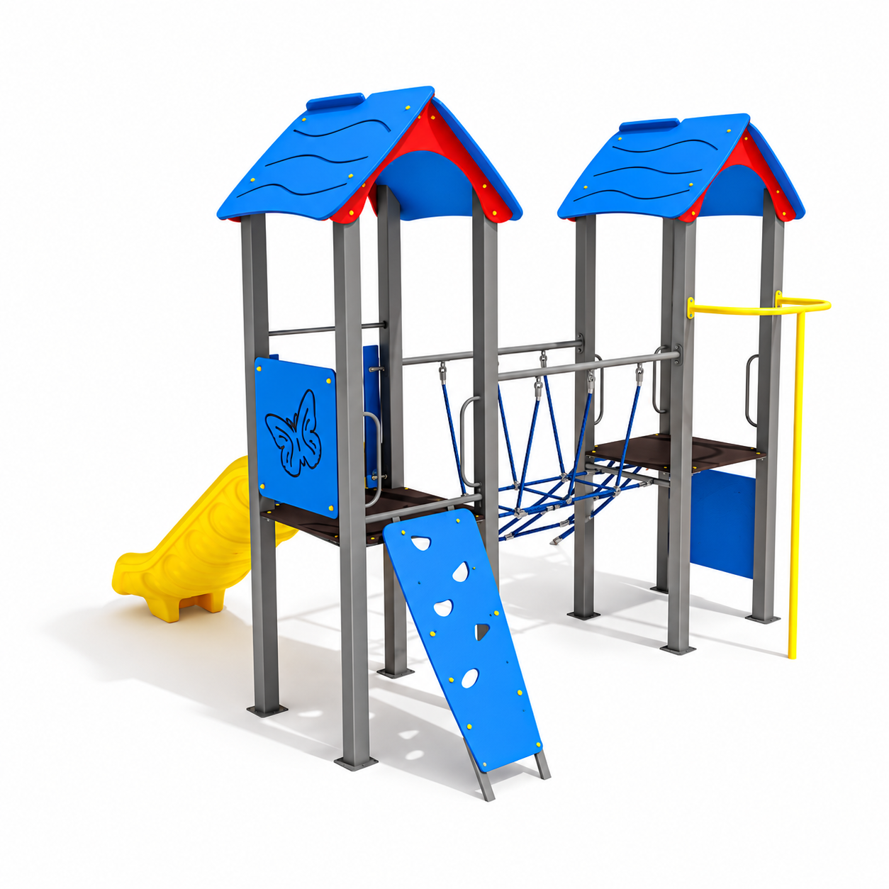 Two-Tower Rope Bridge Playground Set