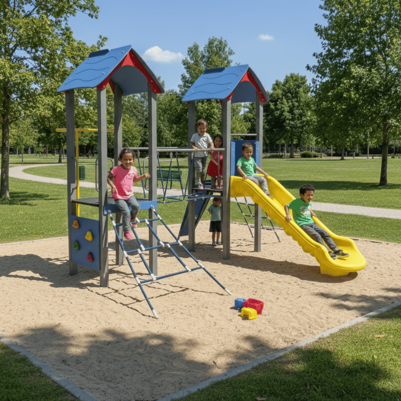 İki Kuleli Halat Köprülü Çocuk Oyun Grubu