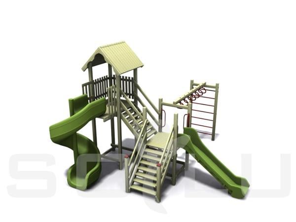 Ahşap Çocuk Oyun Parkı SGT102, Komando Halkalı TOKİ Modeli