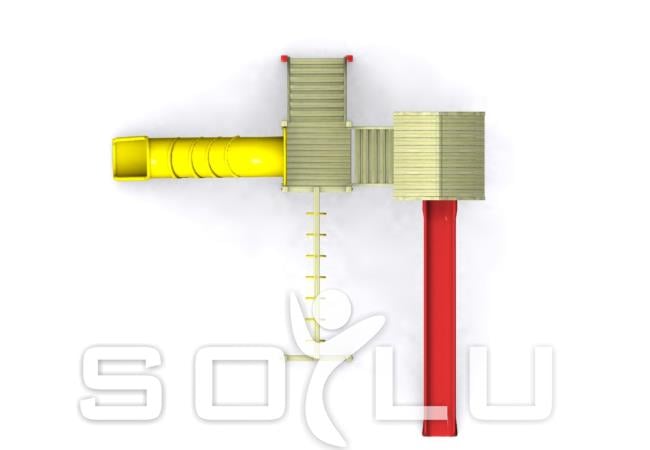 Ahşap Çocuk Oyun Parkı SGT103, İki Kuleli TOKİ Modeli