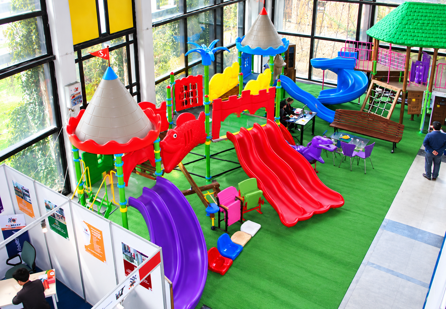 Two-Tower Playground Set with Three Slides – BOS-28 (10x7m)