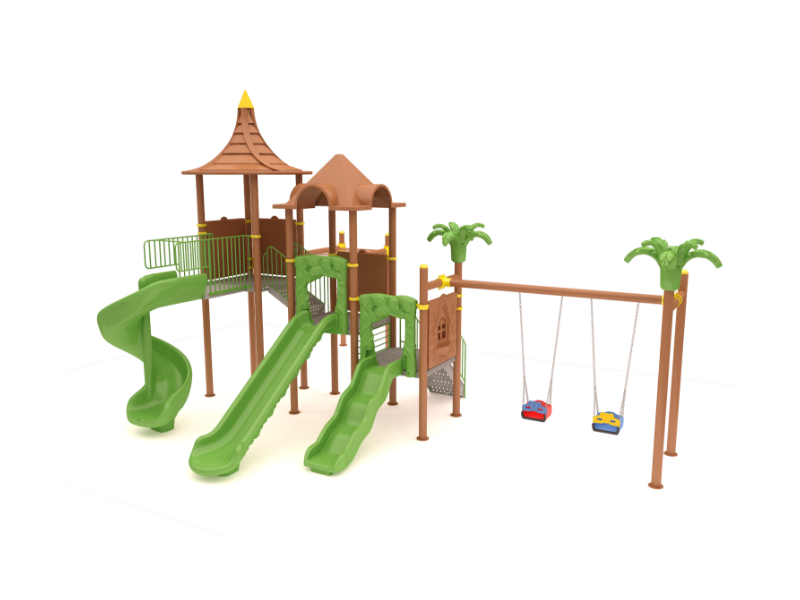 Dış Mekan Çocuk Oyun Parkı BOS-77K, Üç Kaydıraklı Model