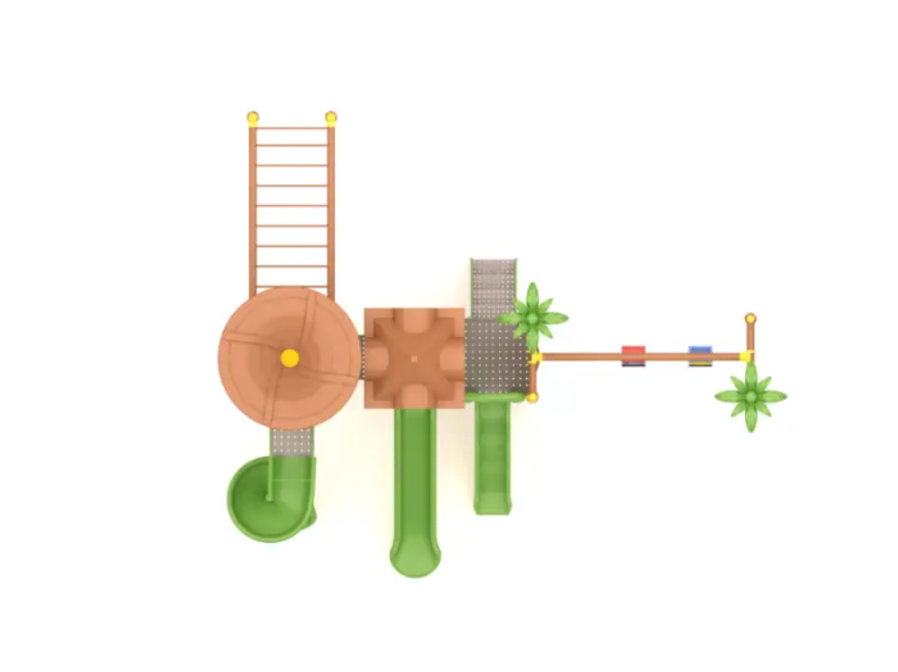 Dış Mekan Çocuk Oyun Parkı BOS-77K, Üç Kaydıraklı Model