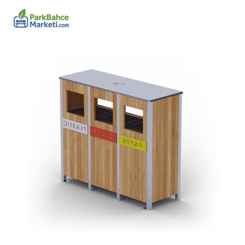 Iroko Chrome Framed Triple Zero Waste Unit