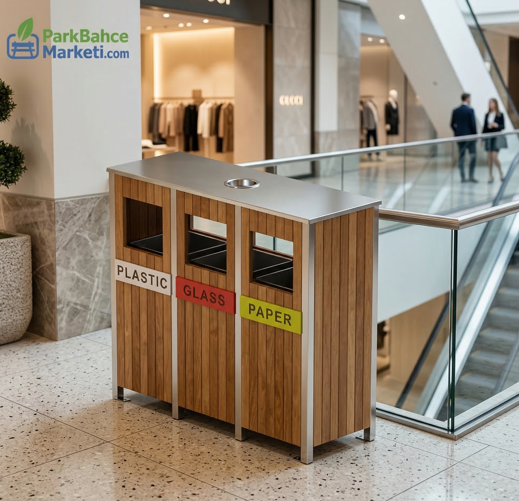 Iroko Chrome Framed Triple Zero Waste Unit