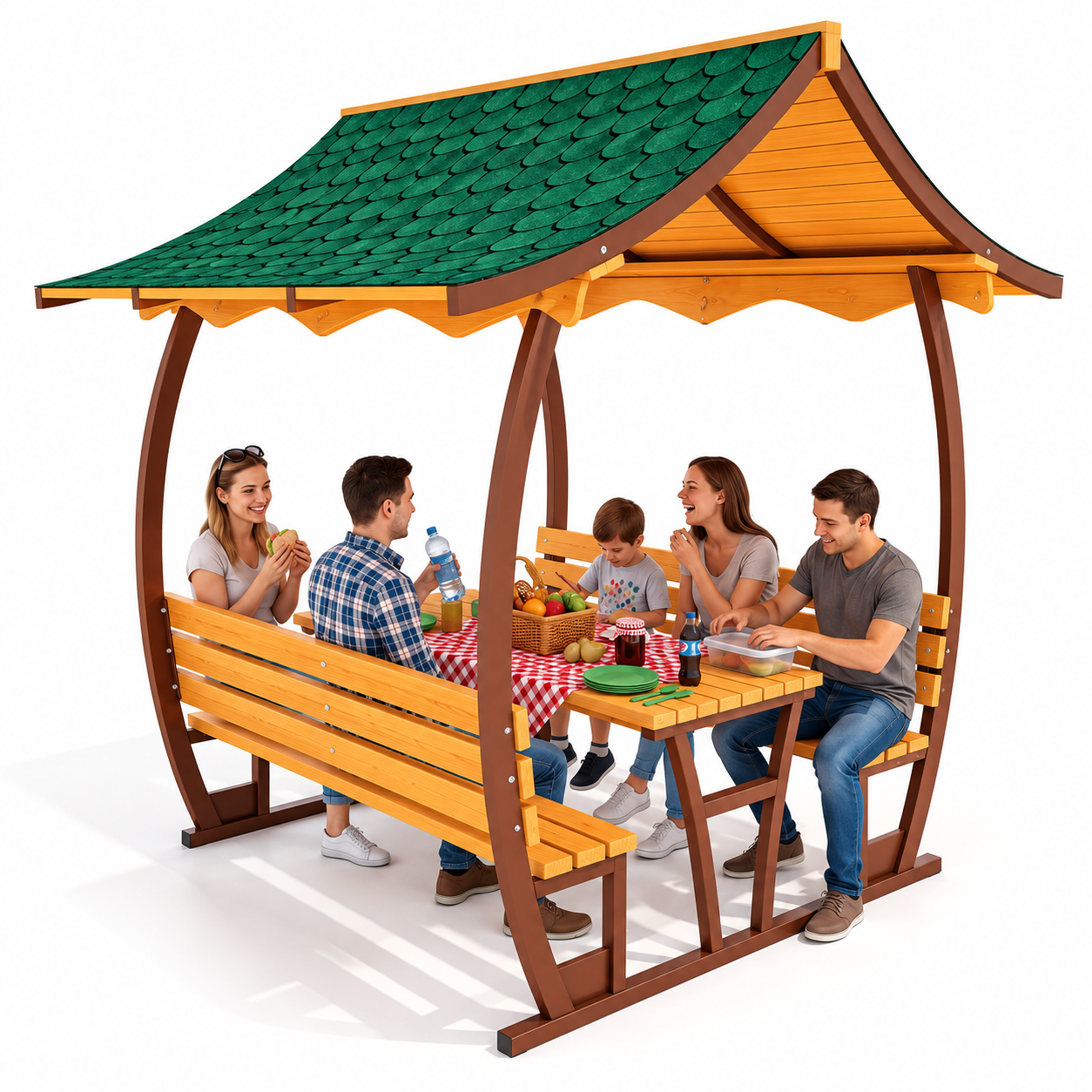 Japanese Roof Picnic Table | PTB12M | Metal | 8-Seater
