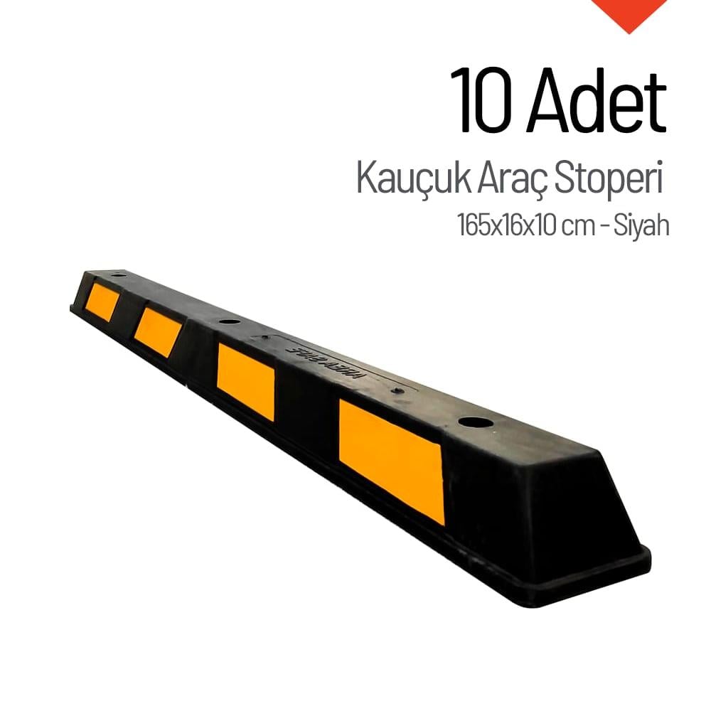 10-Piece Rubber Car Stopper Set – 165x16x10 cm | Flexible and Durable Wheel Stop