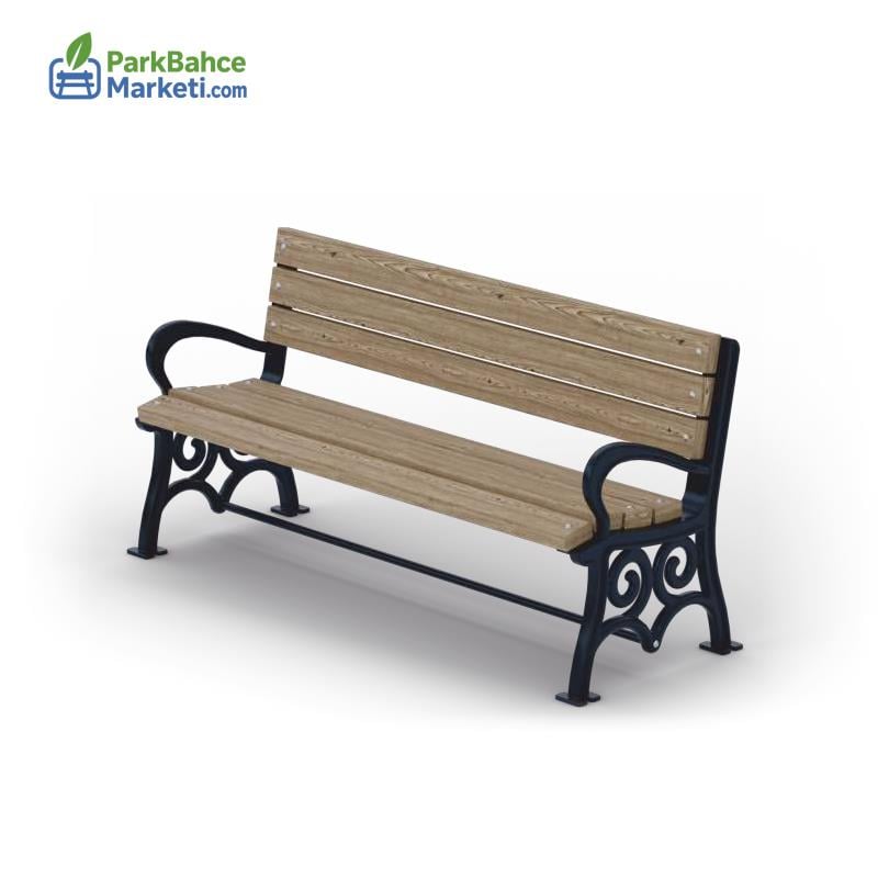 Classic S-Motif Cast Leg Seating Bench with Armrests