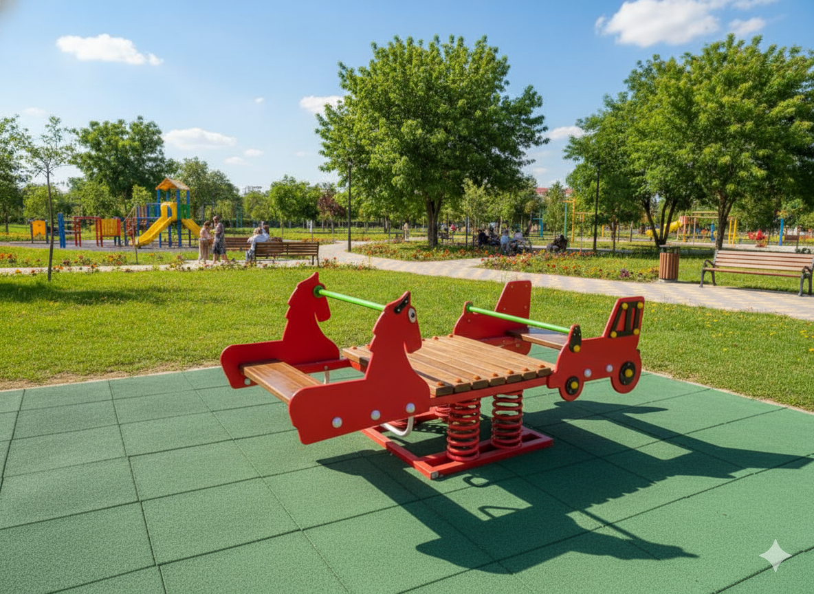 Compact Seesaw with Horse & Car Figures
