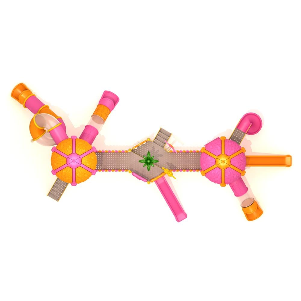 Dış Mekan Çocuk Oyun Parkı 15x7m, Mega Seri Yaprak Çatılı Model