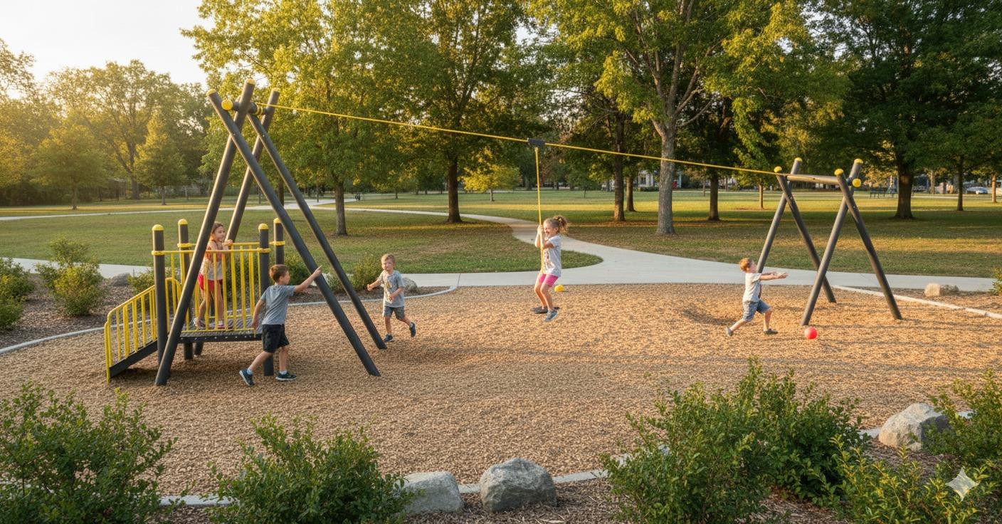 Mini Zip-line Oyun Ünitesi Kontrollü Macera Deneyimi - Teleferik 15 m