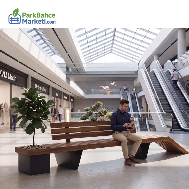 Modern Peyzaj Tasarımı Saksılı Dış Mekan Ahşap Bank