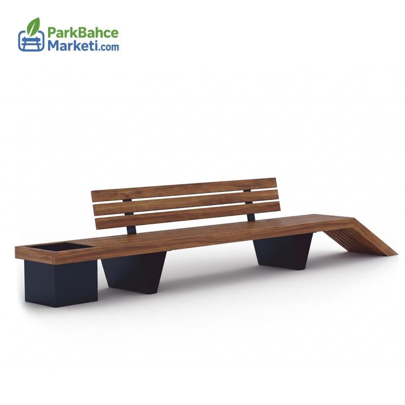 Modern Peyzaj Tasarımı Saksılı Dış Mekan Ahşap Bank