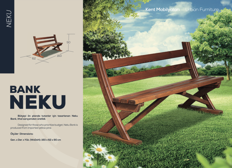 Ahşap Bahçe Bankı, Oturma Bankı 160 cm