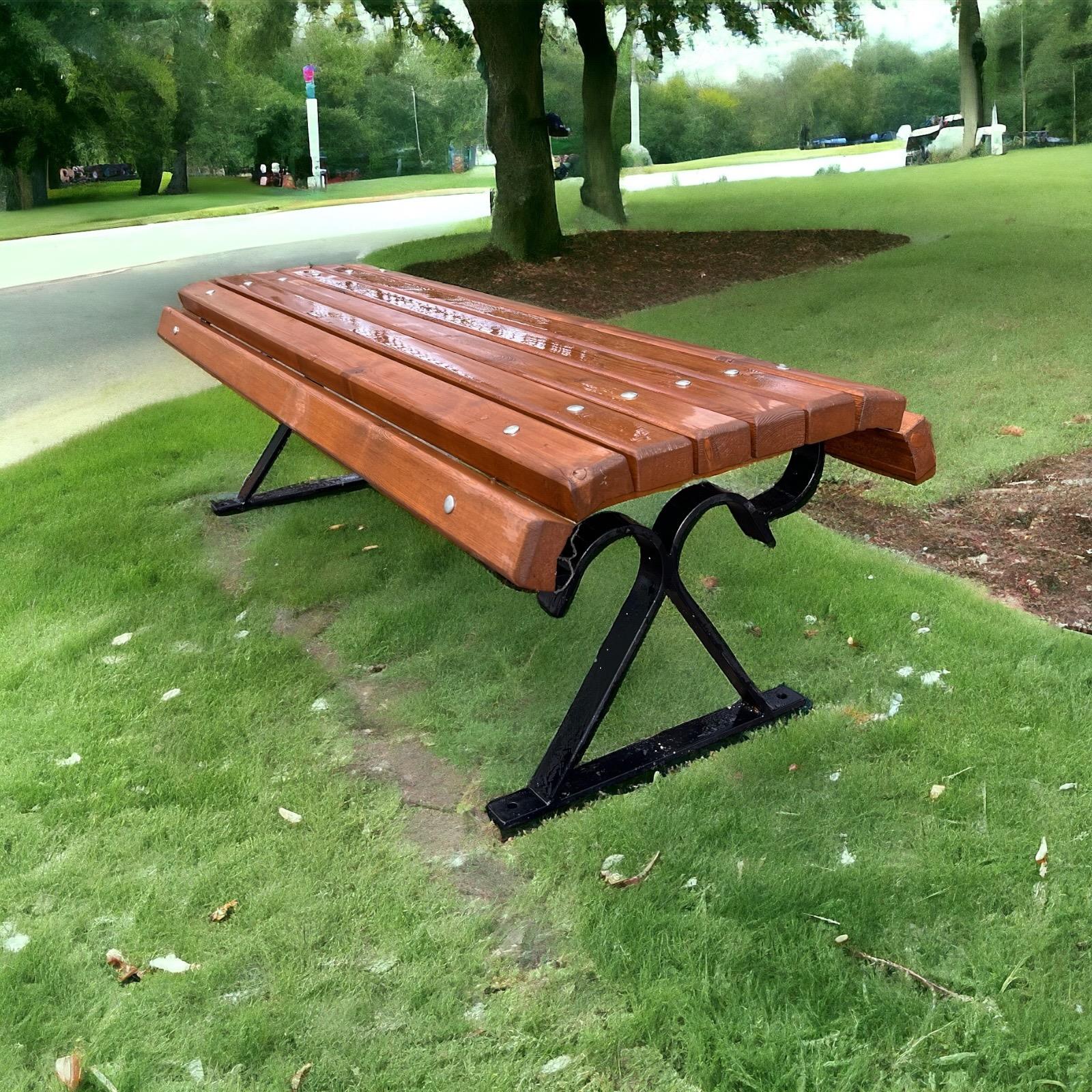 Motifli Arkalıksız Oturma Bankı – 145 cm