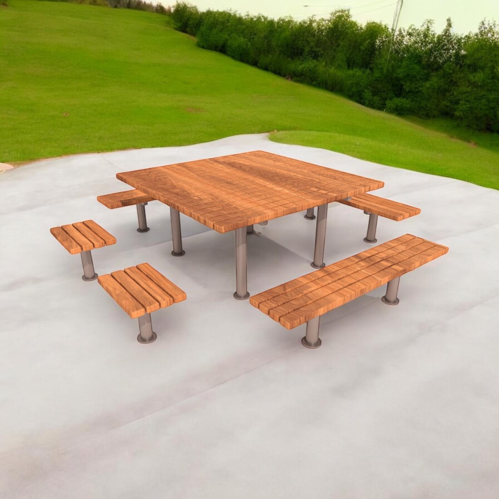 Piknik Masası Ahşap 180cm, 4 Tarafı Oturmalı