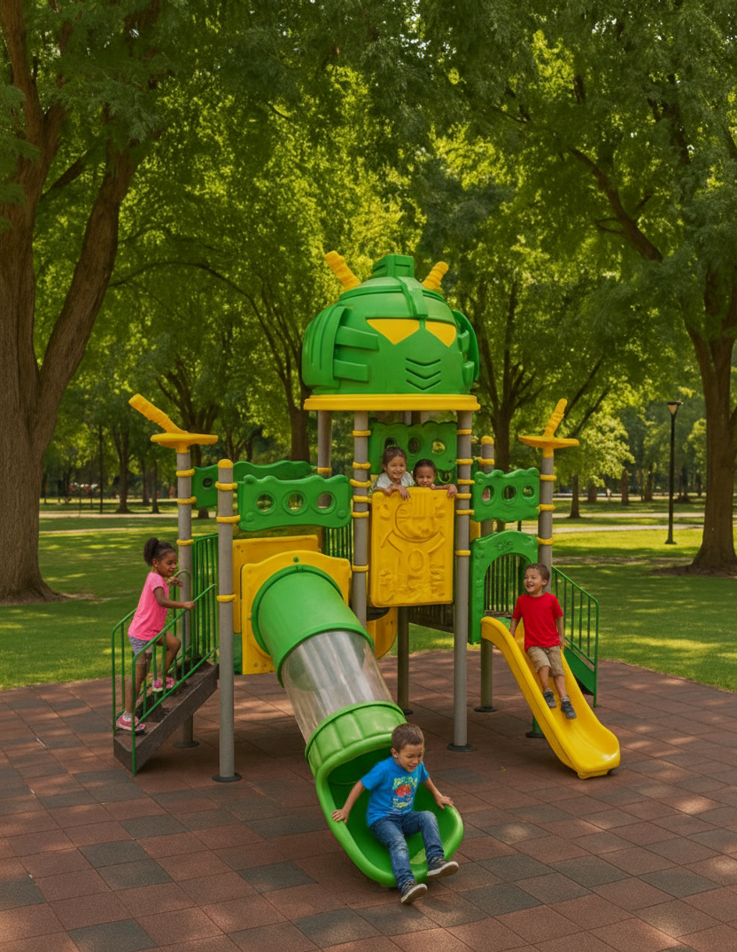 Robot Temalı Çocuk Oyun Parkı, Üç Kuleli Üç Kaydıraklı Robot Oyun Grubu