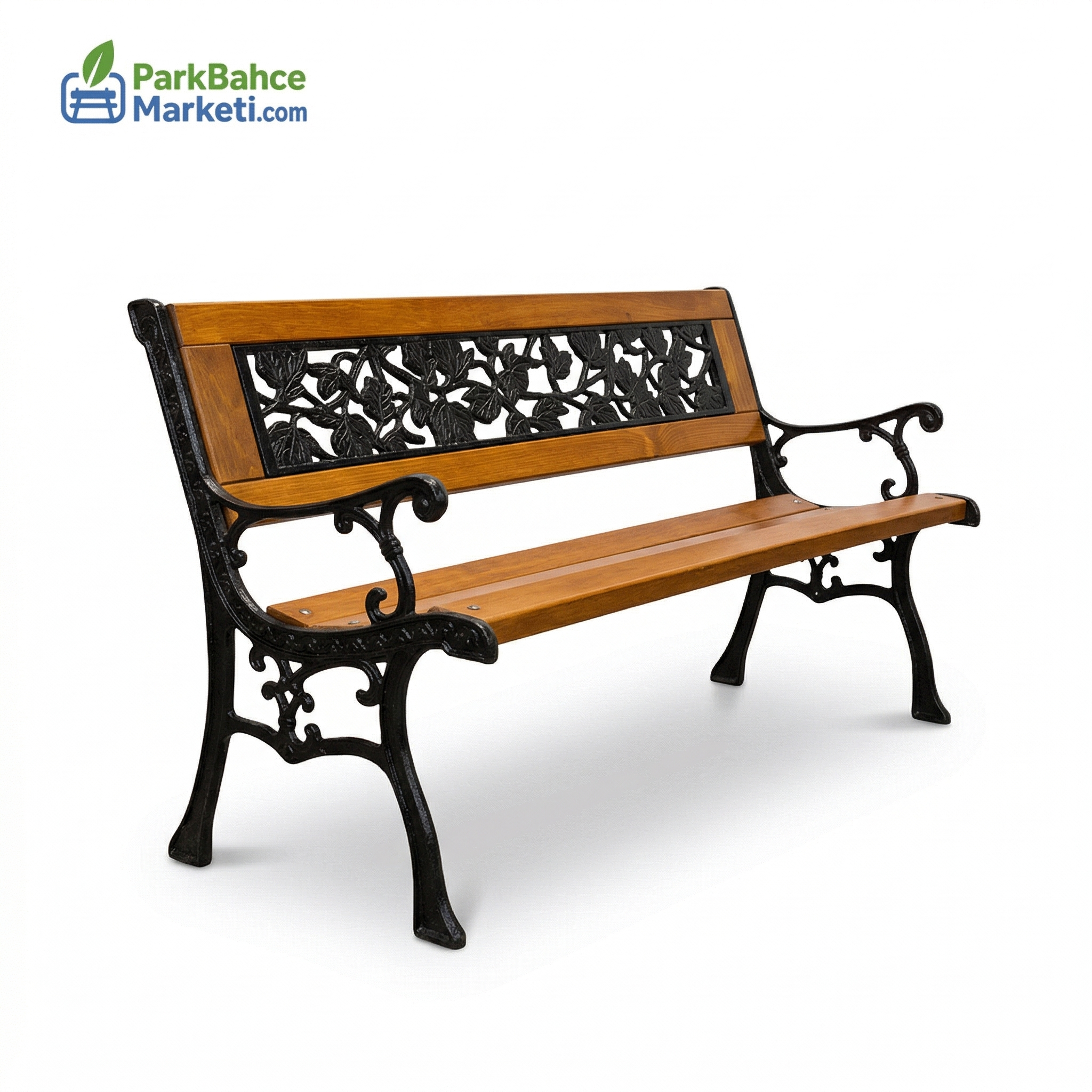 Sarmaşık Desenli Arkalıklı Döküm Park Bankı