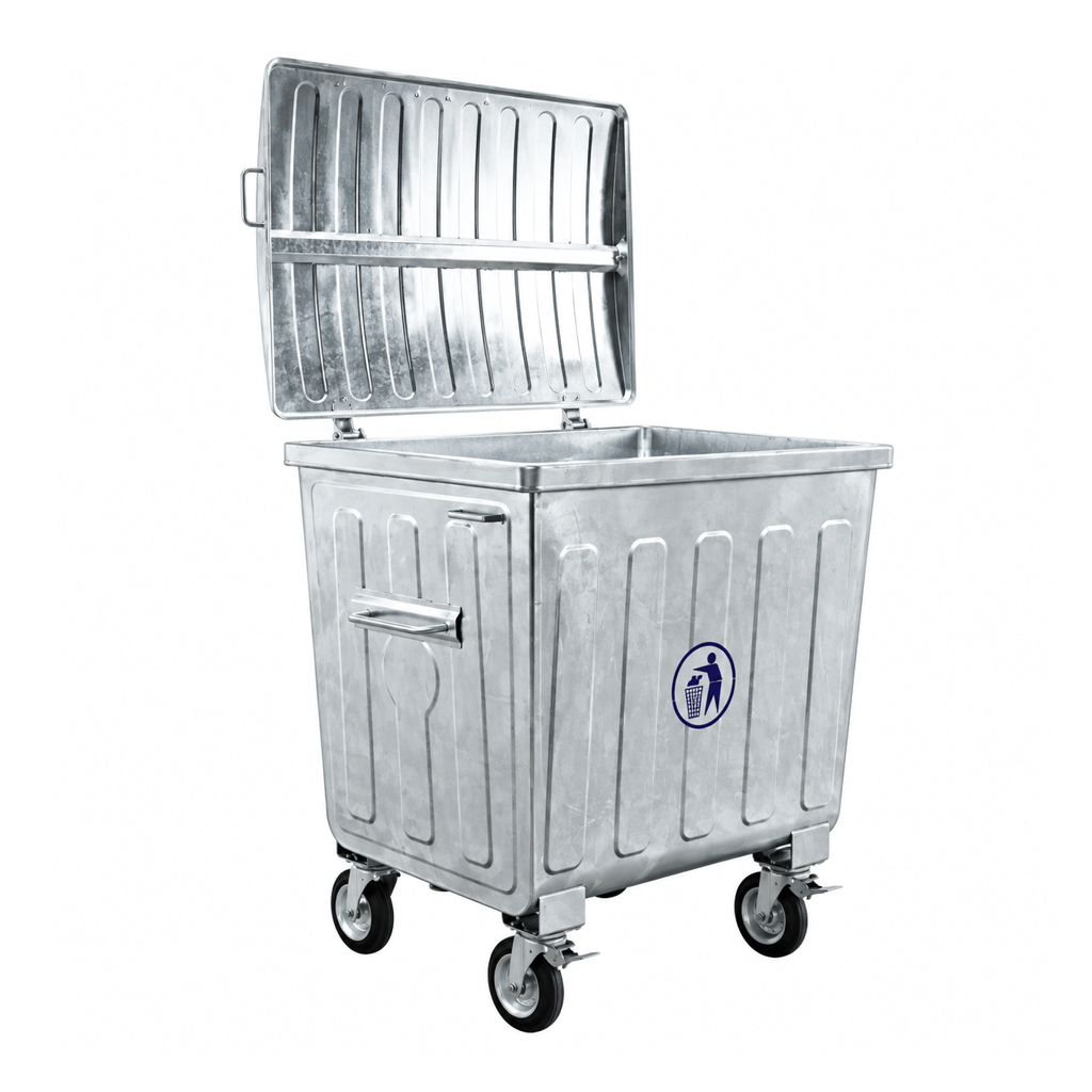 Sıcak Daldırma Galvanizli Çöp Konteyneri 1100 Litre