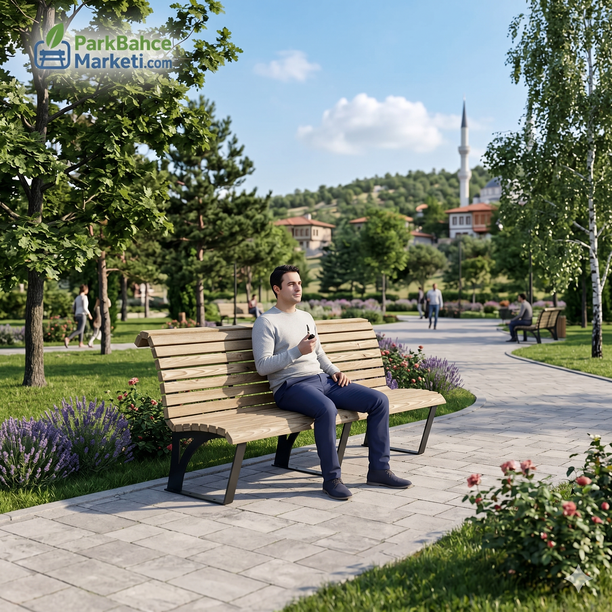 Sık Latalı Ergonomik Kavisli Modern Ahşap Bank - 190 cm