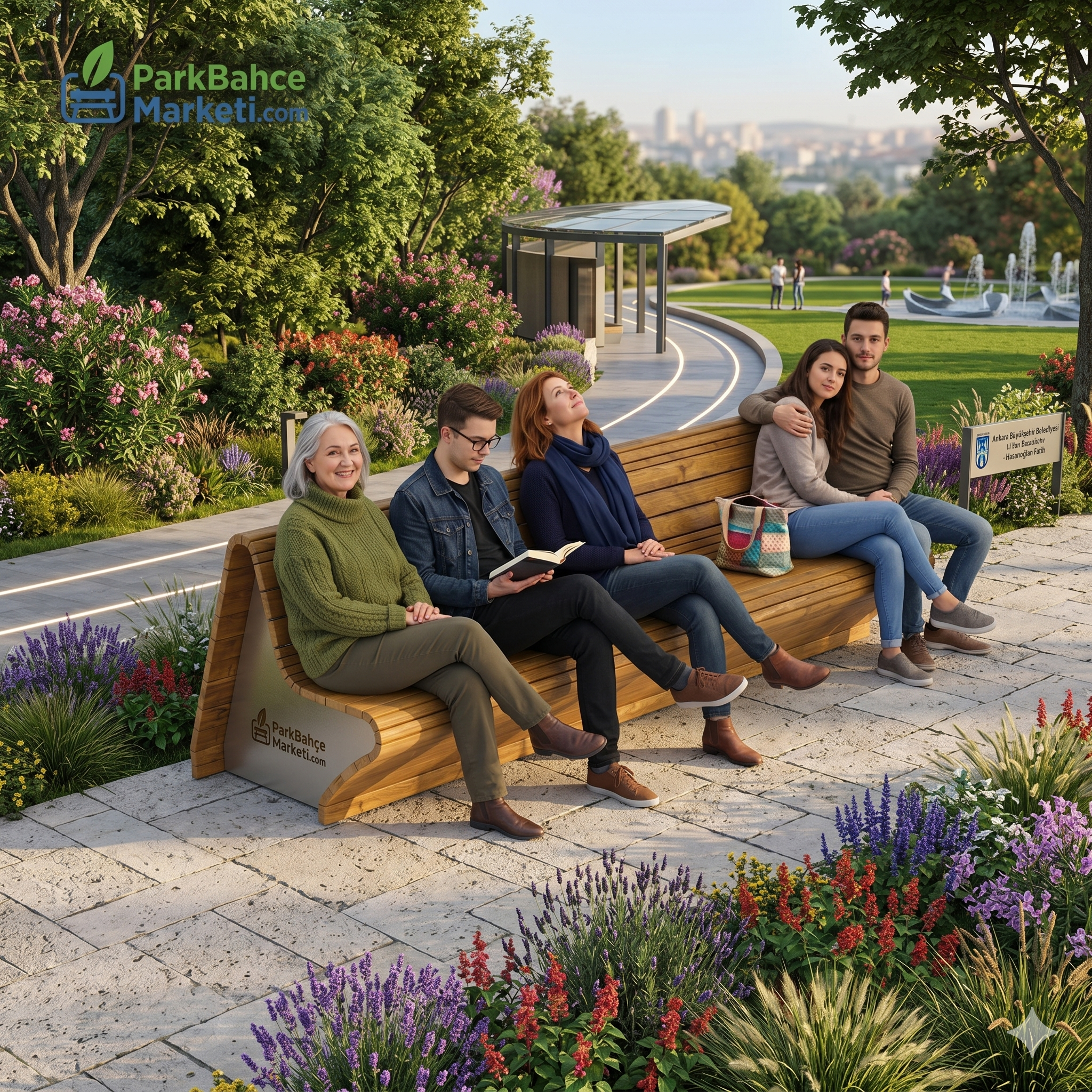 Tam Kaplama Kavisli Gövdeli Modern Ahşap Bank - 288 cm