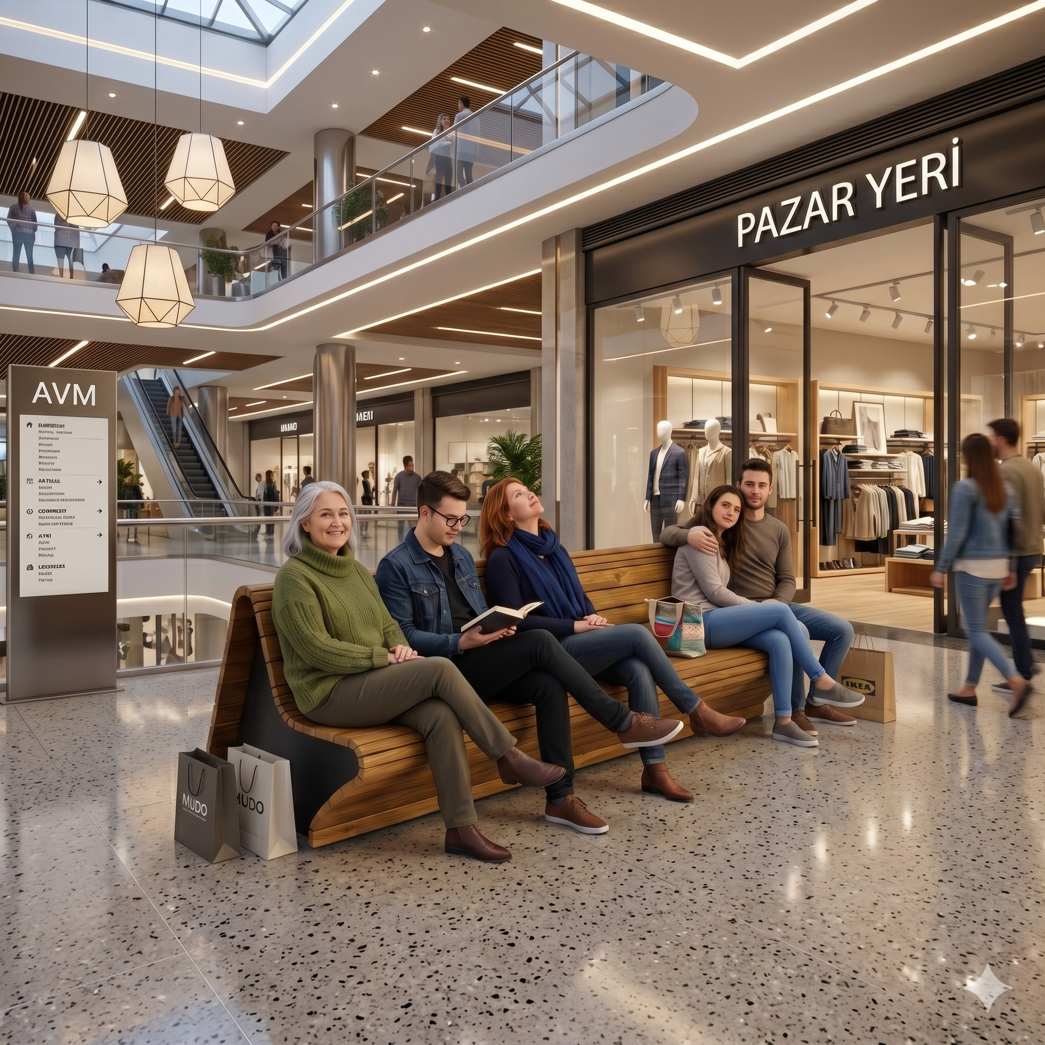 Tam Kaplama Kavisli Gövdeli Modern Ahşap Bank - 288 cm