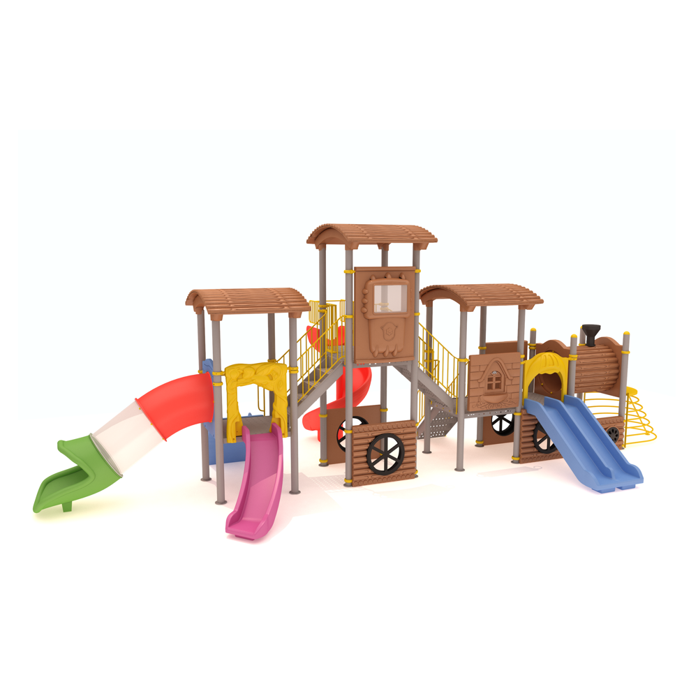 Tren Temalı Çocuk Oyun Parkı TRN-04 – 4 Kuleli 4 Kaydıraklı Model