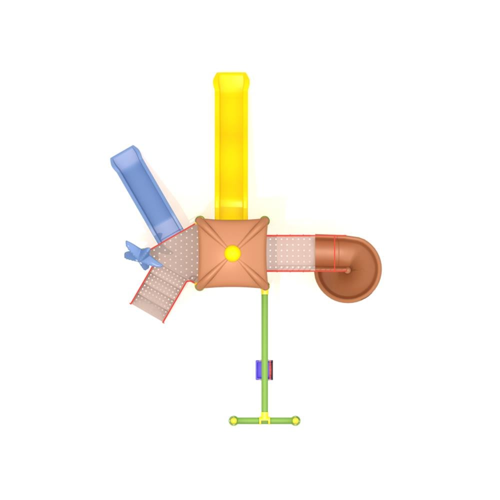 Dış Mekan Çocuk Parkı 5x5m, Üç Kaydıraklı Salıncak İlaveli Model