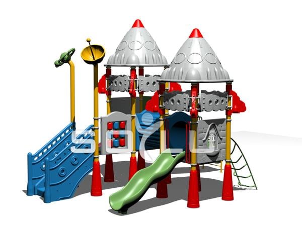 Roket Temalı Çocuk Oyun Grubu, 3 Kaydıraklı Model