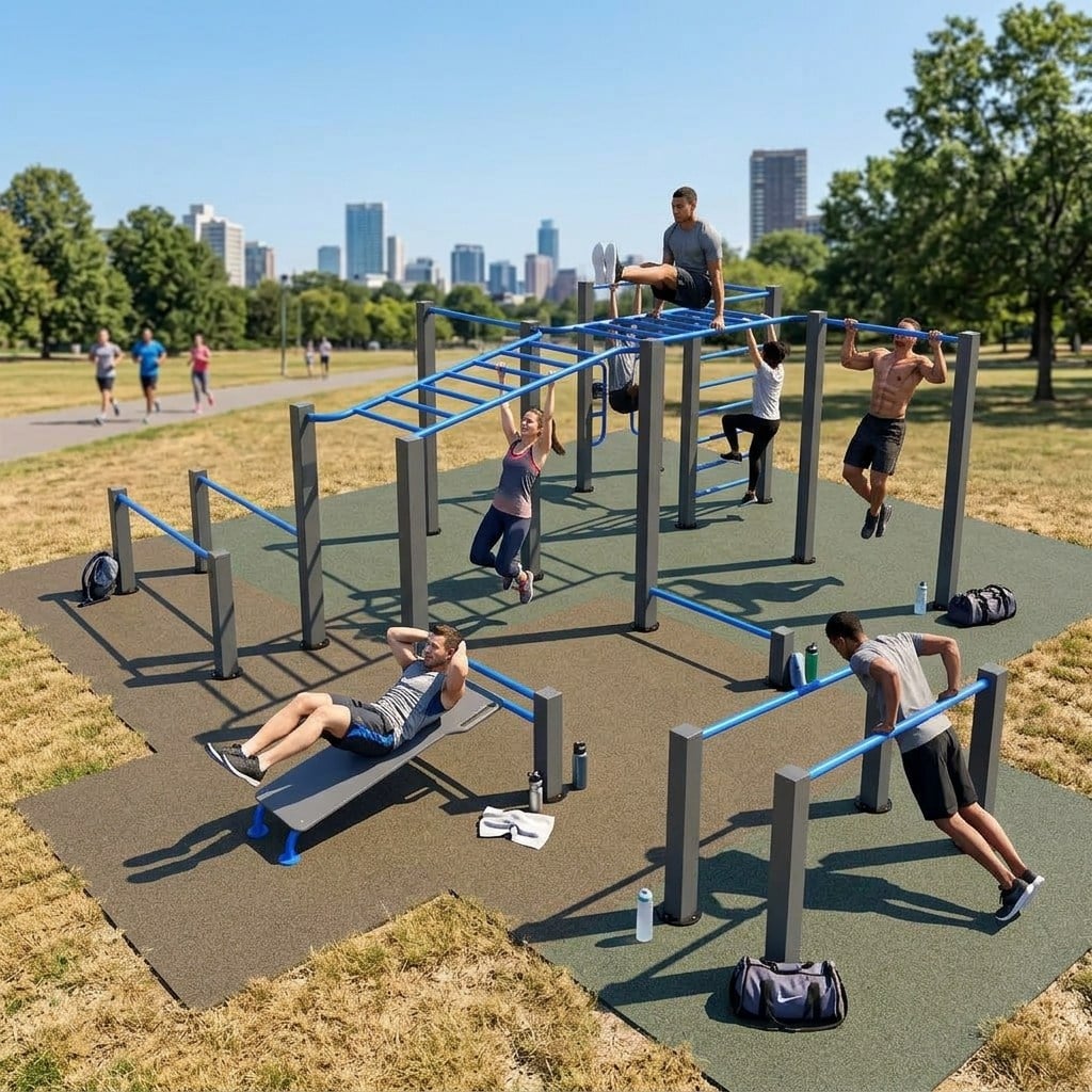 Workout Fitness Station FST-103 – 14-User Outdoor Training System