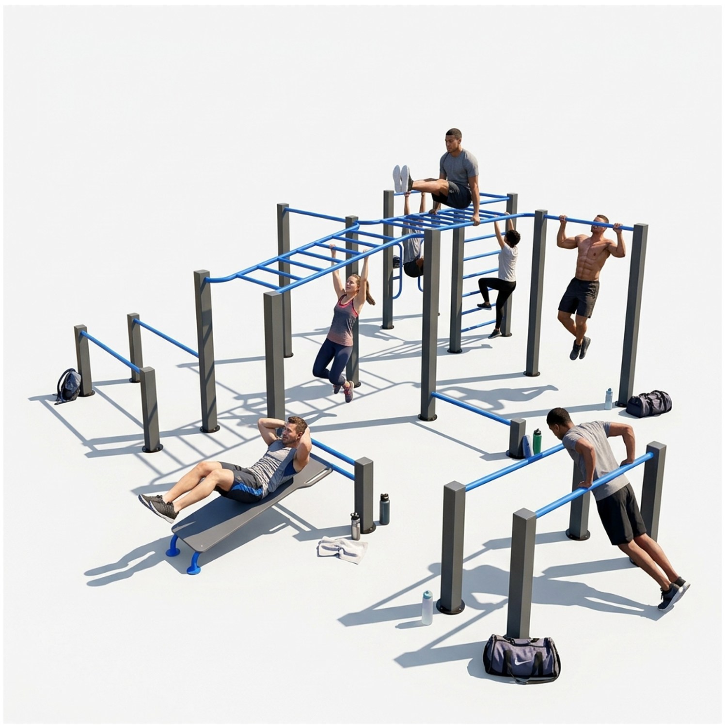 Workout Fitness Station FST-103 – 14-User Outdoor Training System