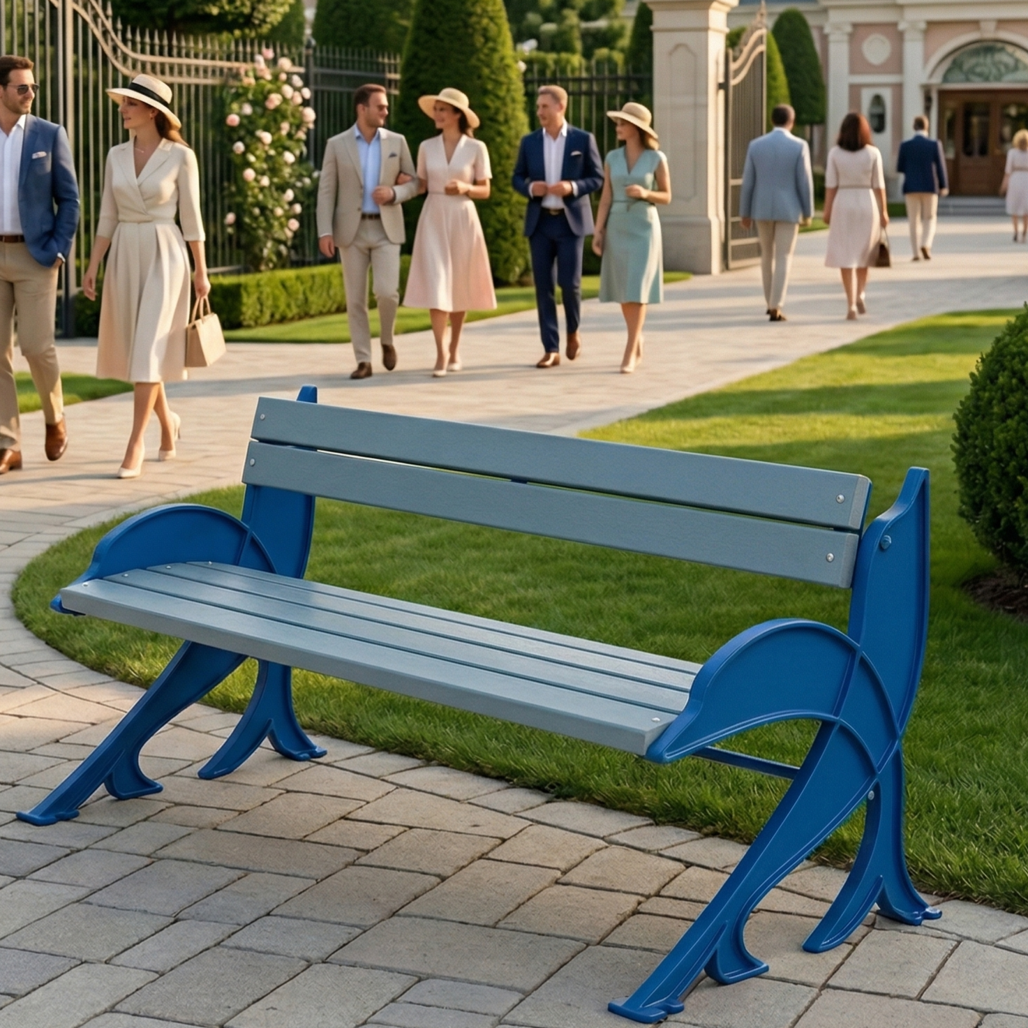 Dolphin-Figured Indoor/Outdoor Seating Bench with Backrest
