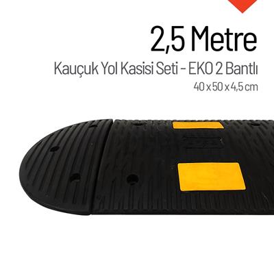 2,5 Metre Kauçuk Hız Kesici Set | 2 Bantlı Yol Kasisi Uygulaması
