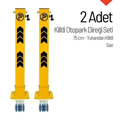 75 cm Yukarıdan Kilitli Otopark Direği – 2li Park Bariyeri Seti