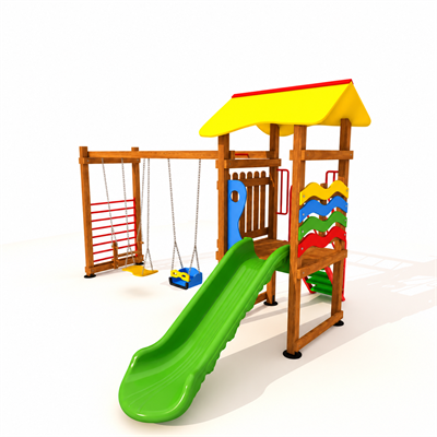Ahşap Çocuk Oyun Parkı SG04, Üç Salıncaklı Model