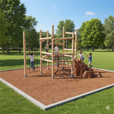 Ahşap Çocuk Parkı 5x4m, Tırmanma Aktiviteli Model