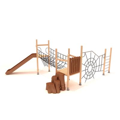 Ahşap Çocuk Oyun Parkı 5.5x6.5m, Halat Köprülü Model