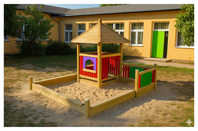 Ahşap Çocuk Parkı, Oyun Evi & Kum Havuzu