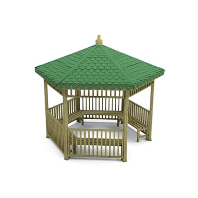 Ahşap Kamelya Altıgen Tek Çatılı, Oturmalı 4x4m