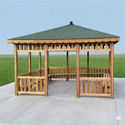 Wooden Pavilion | Square with Interior Seating | 4x4 m