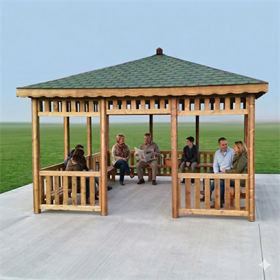 Wooden Pavilion | Square with Interior Seating | 4x4 m