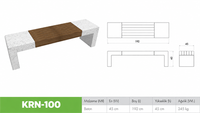 Ahşap Oturaklı Beton Bank KRN-100 Modeli