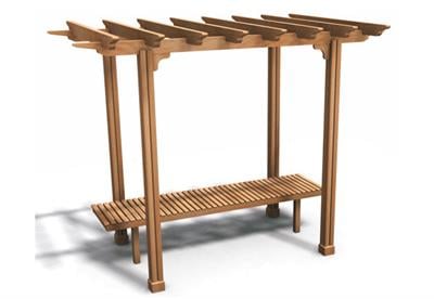 Ahşap Pergola  2x1.3m, Düz Oturmalı Model