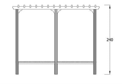 Ahşap Pergola 3x1.5m, Oturmalı Model 